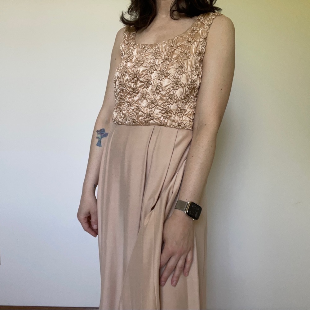 Vintage Champagne Ribbon Dress Fit and Flair Volup
